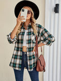elveswallet  Plaid Pattern Button Front Shirt, Casual Long Sleeve Shirt For Spring & Fall, Women's Clothing