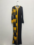 elveswallet  Geo Print Long Sleeve Split Dress, Casual Notch Neck Dress For Spring & Fall, Women's Clothing