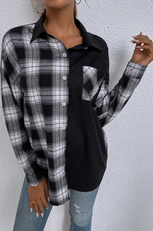 elveswallet Black And White Plaid Single-Breasted Shirt