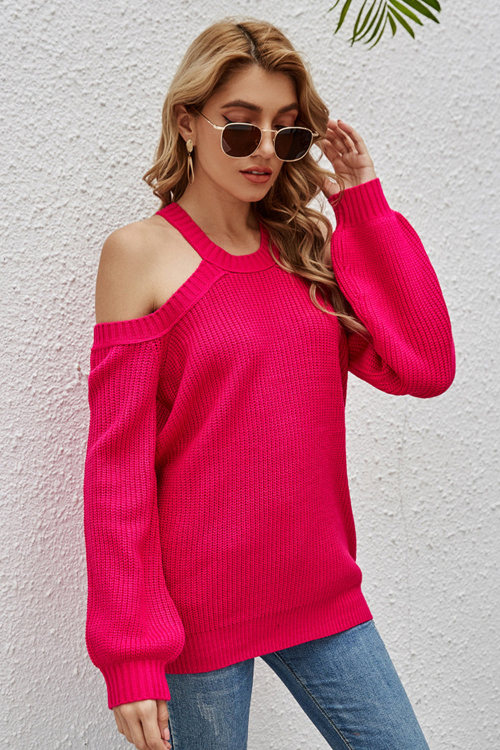 elveswallet Off-Shoulder Knitted Sweater