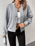 Solid Button Textured Bomber Jacket, Versatile Long Sleeve Jacket For Spring & Fall, Women's Clothing