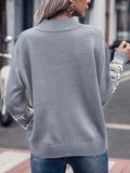 elveswallet  Graphic Print Mock Neck Pullover Sweater, Casual Long Sleeve Sweater For Fall & Winter, Women's Clothing