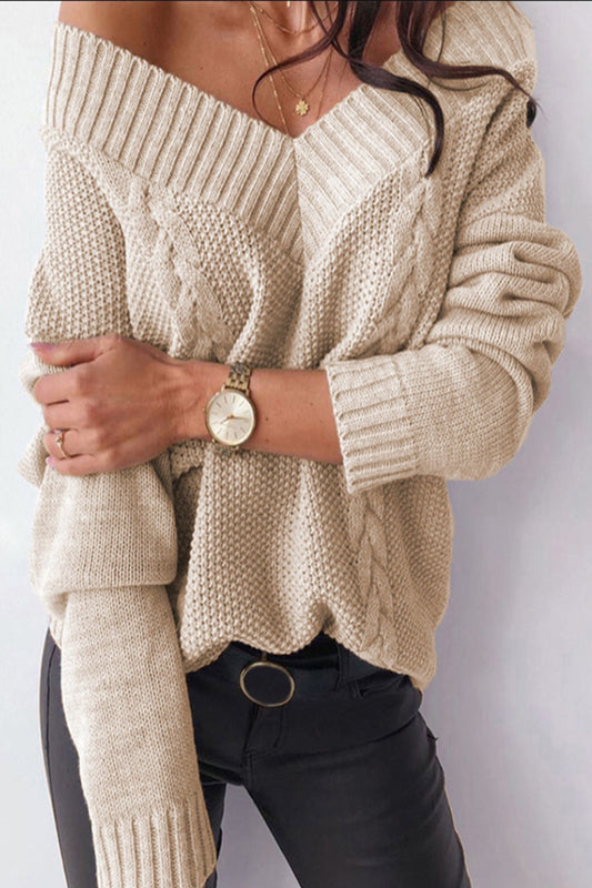 elveswallet Deep-V Neck Twist Sweater