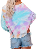 elveswallet  Women's Tie Dye Print Crew Neck T-Shirt, Casual Long Sleeve T-Shirt, Casual Every Day Tops, Women's Clothing