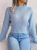 elveswallet  Cable Pattern Pullover Sweater, Casual Long Sleeve Sweater For Fall & Winter, Women's Clothing
