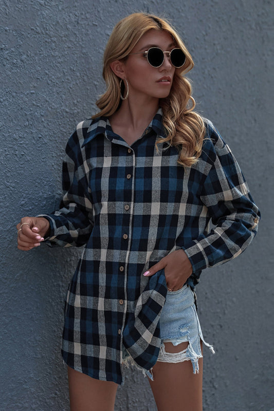 elveswallet Long Sleeve Plaid Cardigan Shirt