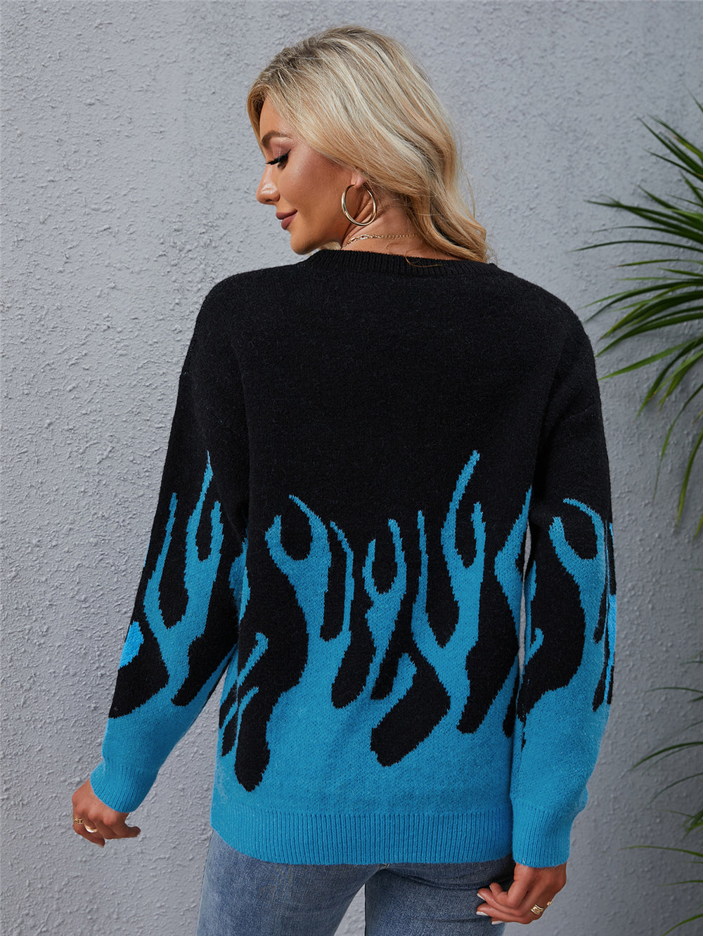 elveswallet Knitted Round Neck Printed Sweater