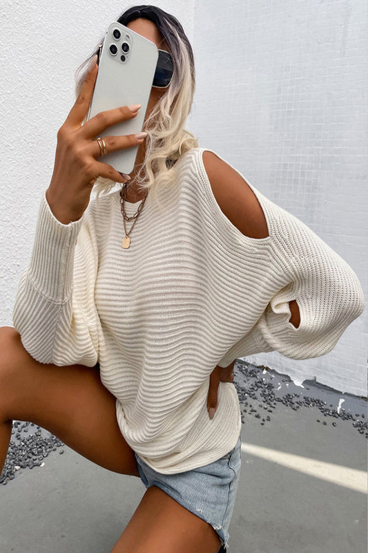 elveswallet Bat Sleeve Hollow Knit Sweater