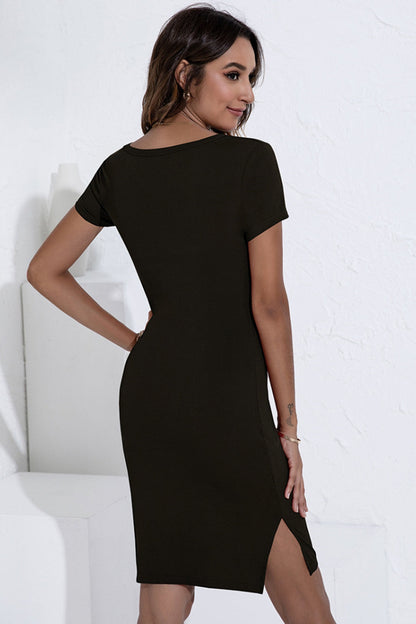 elveswallet Single Breasted Knitted Split Dress