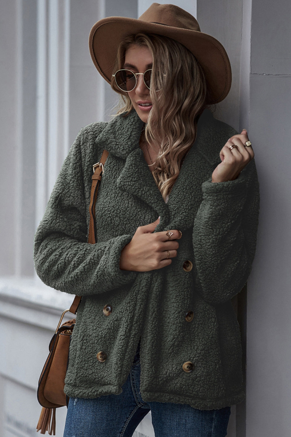 elveswallet Lapel Double-Breasted Loose Woolen Coat