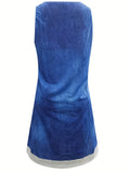 elveswallet  Plus Size Casual Dress, Women's Plus Floral Print Round Neck Slight Stretch Tank Dress