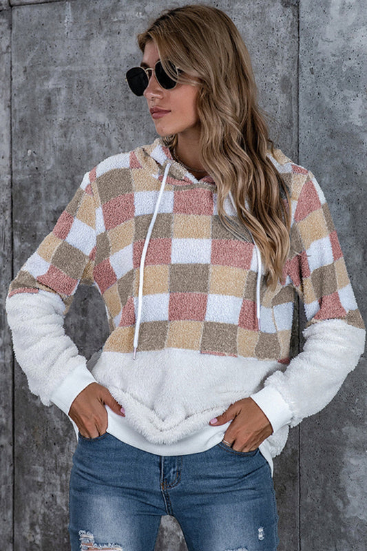 elveswallet Large Plaid Loose Hooded Sweater