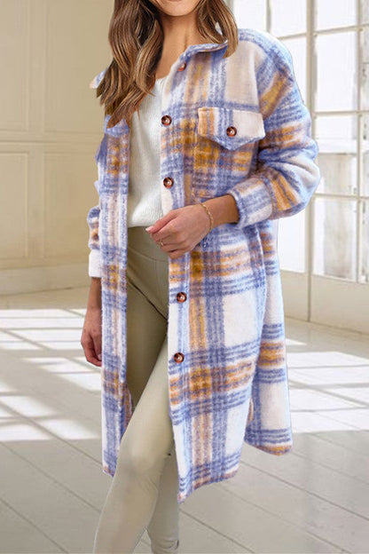 elveswallet Chic Plaid Tweed Long Coat