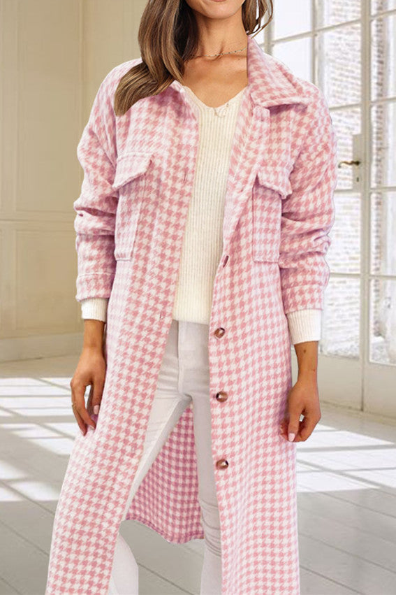 elveswallet Chic Plaid Tweed Long Coat