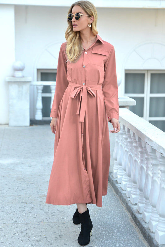 elveswallet Single Breasted Long-Sleeved Mid-Length Dress