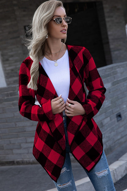 elveswallet Plaid Tie Waist Suit Jacket