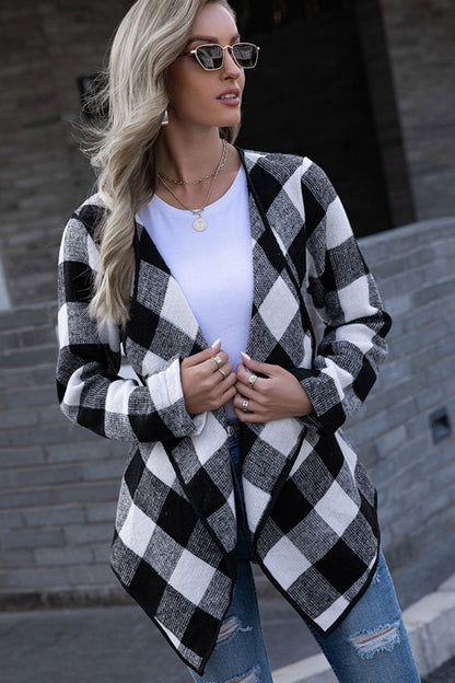 elveswallet Plaid Tie Waist Suit Jacket