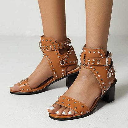 elveswallet Riveted Bohemian Roman High heel Sandals