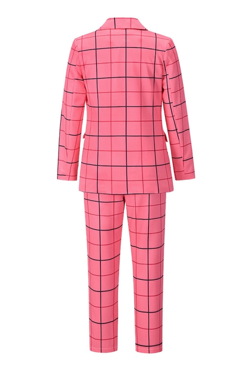 elveswallet Double-Breasted Plaid Blazer Pants Suit