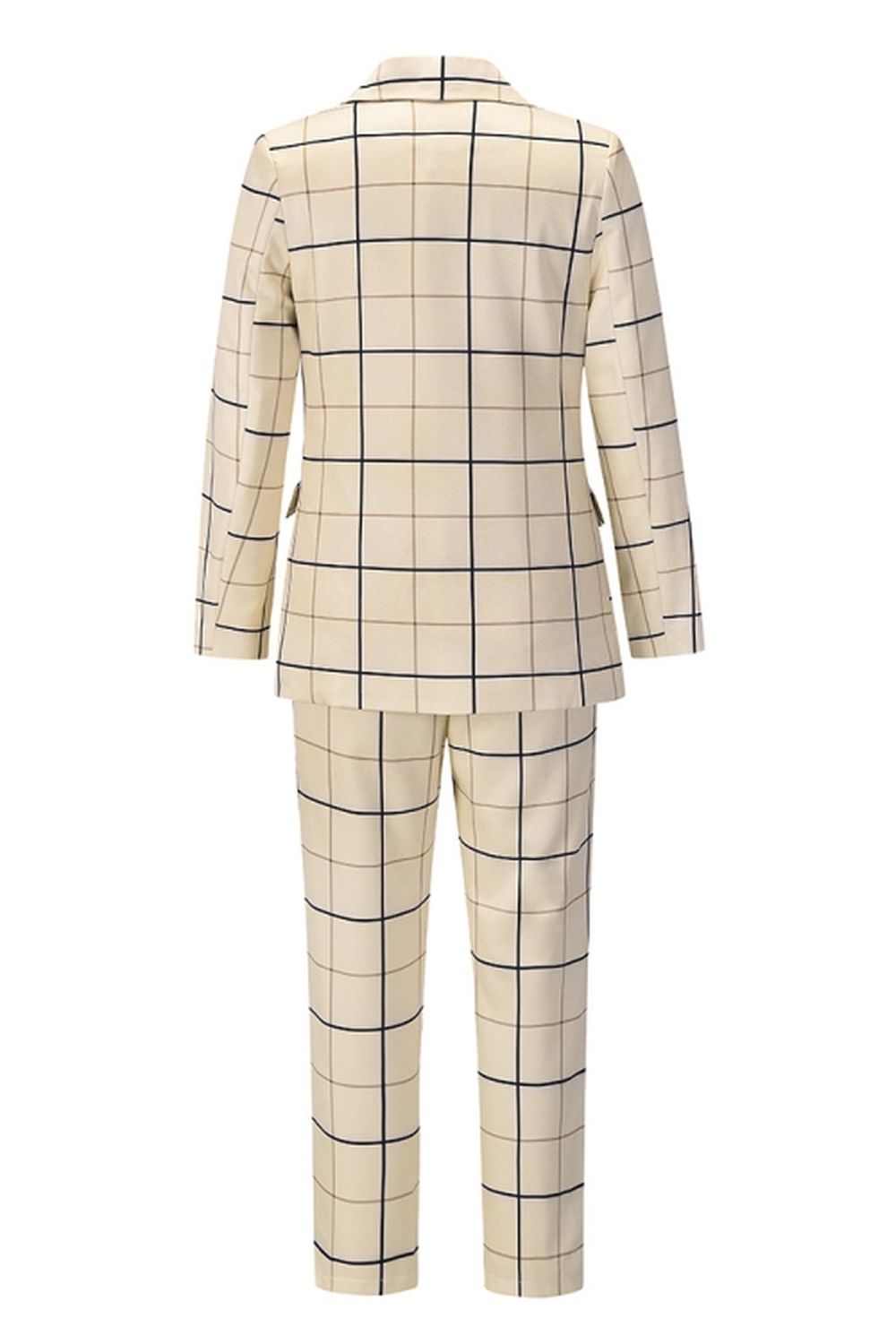 elveswallet Double-Breasted Plaid Blazer Pants Suit