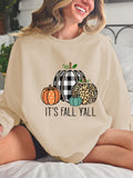 elveswallet  Halloween Pumpkin Print Pullover Sweatshirt, Casual Long Sleeve Crew Neck Sweatshirt, Women's Clothing