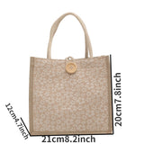 Aesthetic Floral Print Tote Bag, Fashion Small Lunch Bento Bag, Women's Casual Handbag & Purse