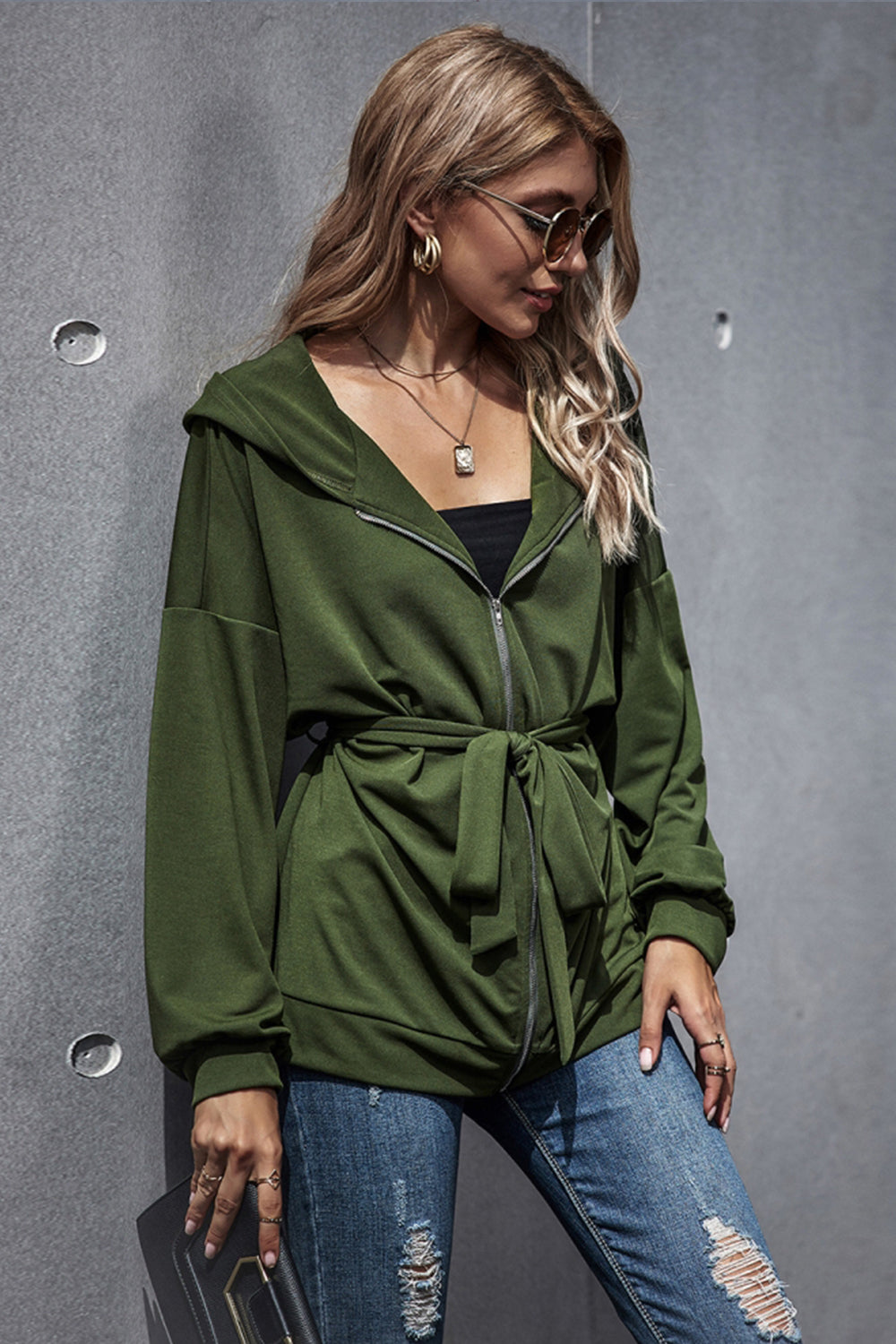 elveswallet Loose High Waist Hooded Jacket