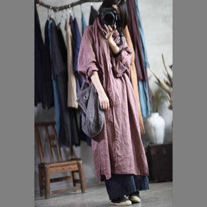 ELVESWALLET 2025 20/August/Afternoon, literary and retro linen washed and made old hand-embroidered threads pullover robe dress