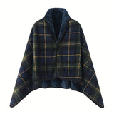 1pc Multifunctional Shawl Blanket With Double Layer Thick Plaid Pattern Polar Fleece Throw Blanket Autumn And Winter Office Wearable Blanket