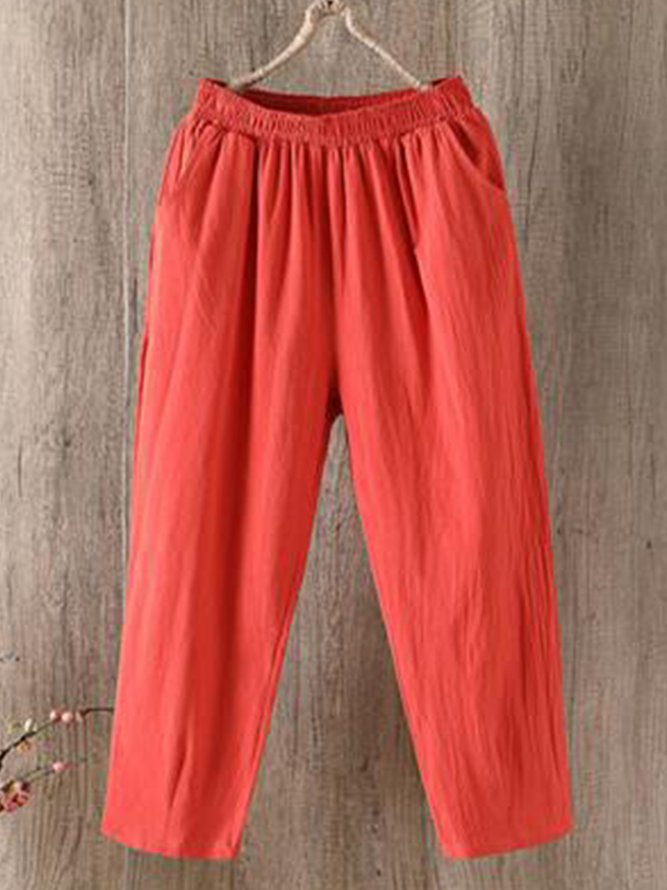 Women Linen Casual Shift Pants