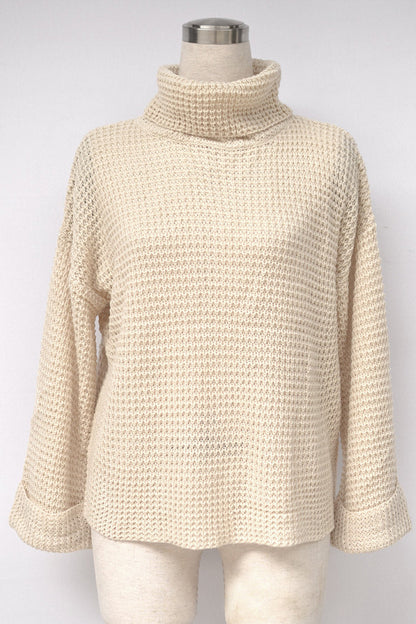 elveswallet Loose Pure Color High Neck Sweater