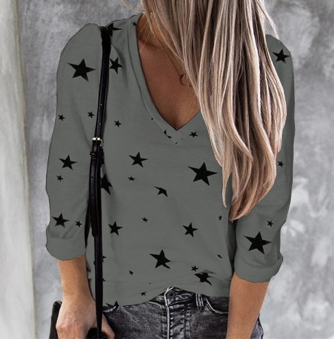 Elveswallet Star Print Casual Style Soft Loose Blouse