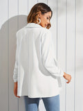elveswallet  Solid Open Front Blazer, Casual Lapel Long Sleeve Blazer For Office & Work, Women's Clothing