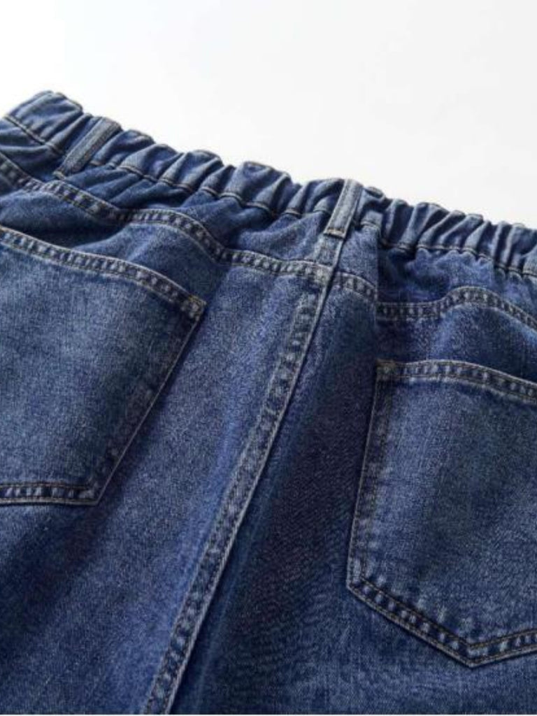 Plus Size High Rise Straight Leg Jeans, Women's Plus Casual Loose Fit Denim Pants Mom Jeans