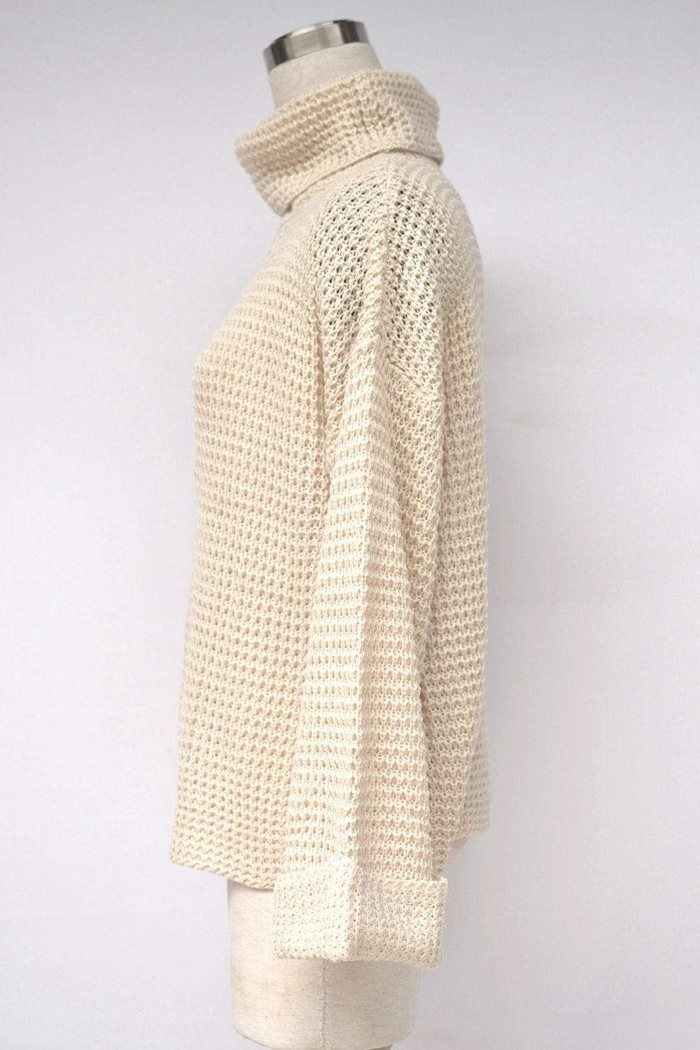 elveswallet Loose Pure Color High Neck Sweater