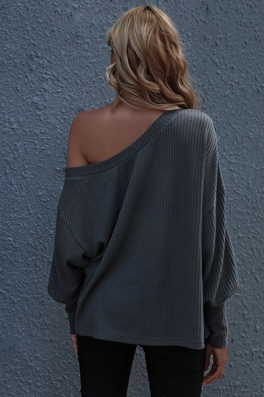 elveswallet One-shoulder Loose Solid Color Sweater