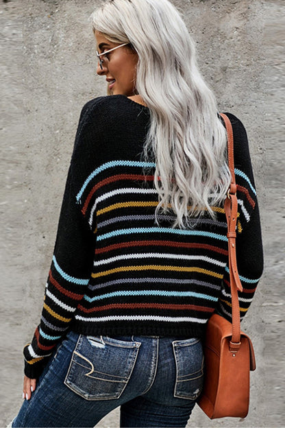 elveswallet Long Sleeve Striped Loose Sweater