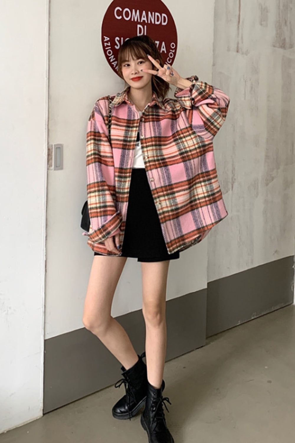 elveswallet Flannel Vintage Plaid Tweed Coat