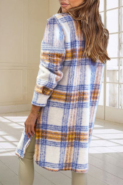 elveswallet Chic Plaid Tweed Long Coat