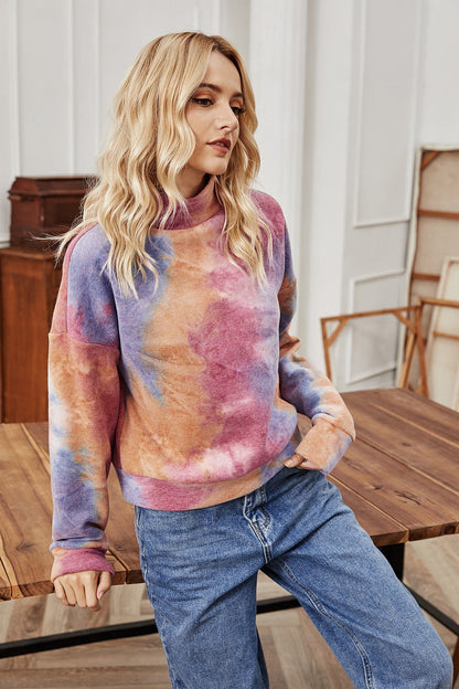 elveswallet Long-sleeved High-neck Tie-dye Sweater