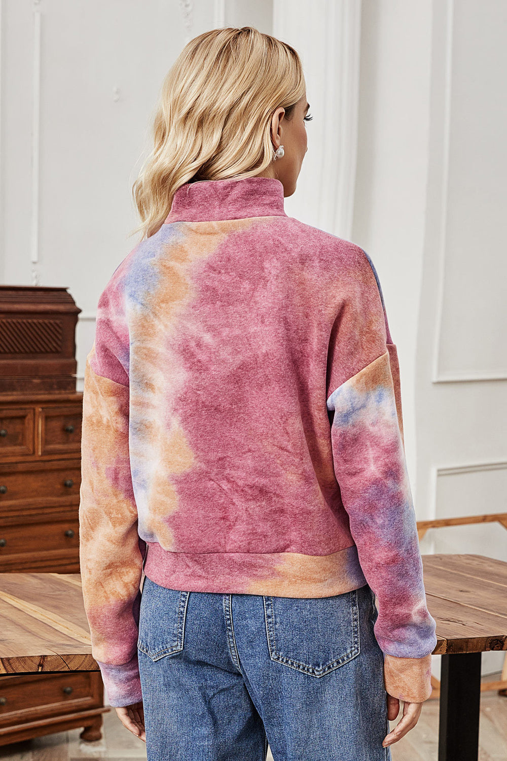 elveswallet Long-sleeved High-neck Tie-dye Sweater