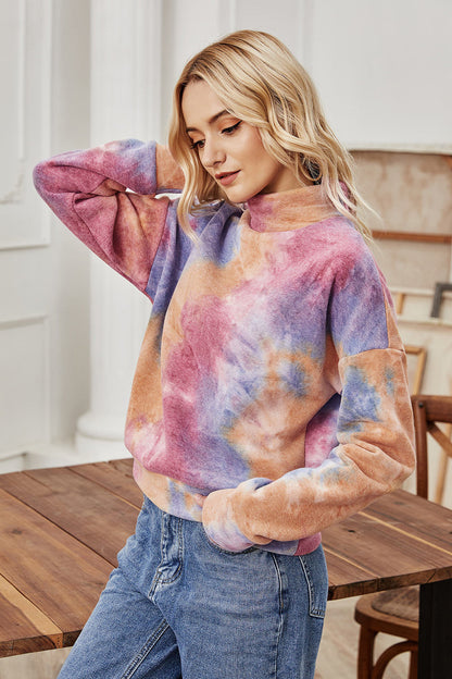 elveswallet Long-sleeved High-neck Tie-dye Sweater