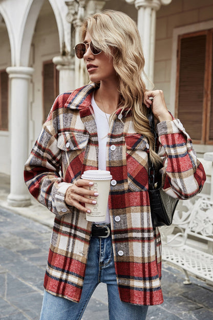 elveswallet Lapel British Loose Plaid Jacket