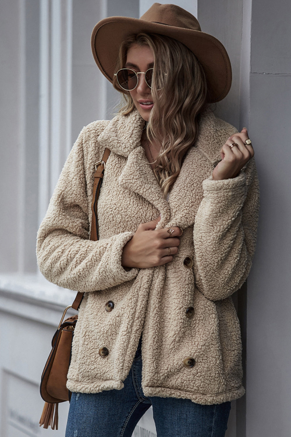 elveswallet Lapel Double-Breasted Loose Woolen Coat