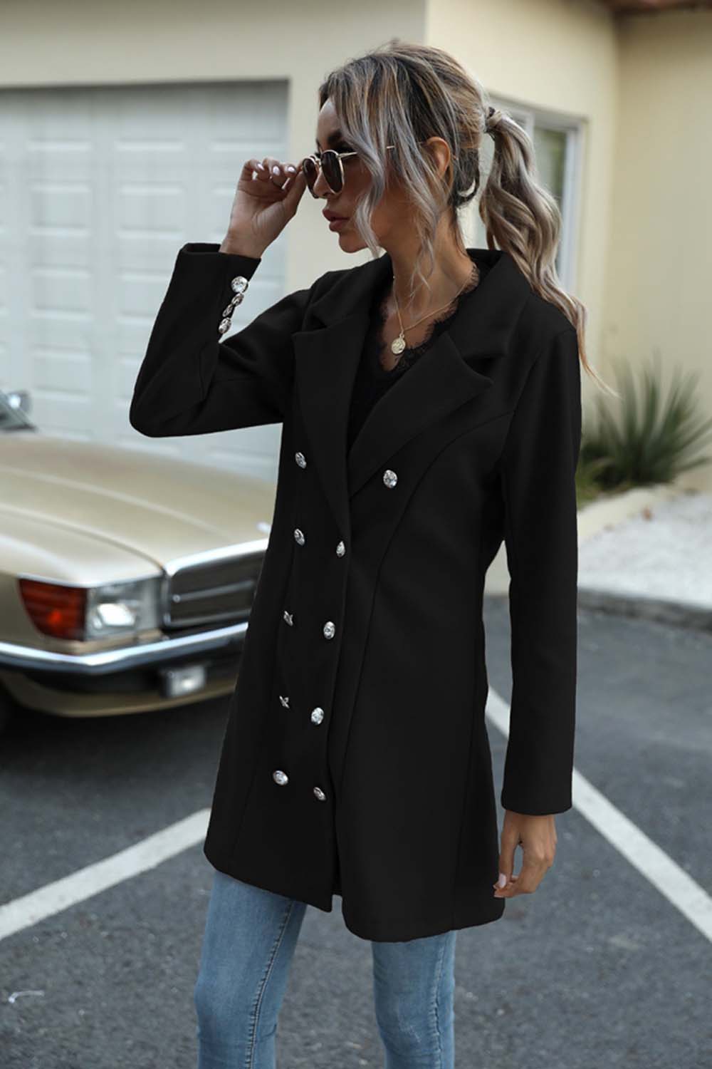 elveswallet Long Button Lapel Woolen Coat