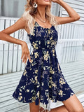 Floral Print Cami A-line Dress, Short Sleeve Casual Dress For Spring & Summer, Women's Clothing