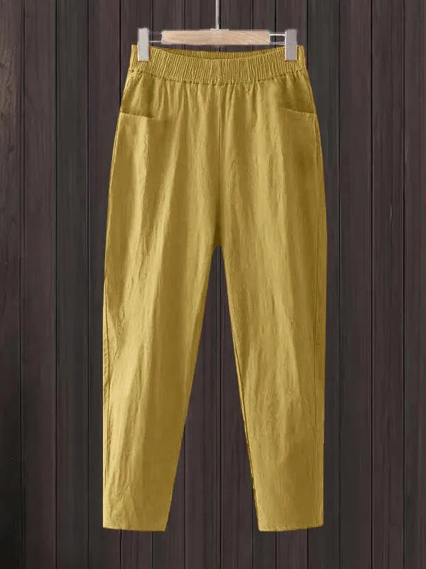 Women's Minimalist Linen Pants With Pockets