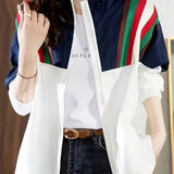 Color Block Drop Shoulder Jacket, Casual Long Sleeve Jacket For Spring & Fall, Women's Clothing