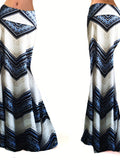 elveswallet  Abstract Print High Waist Skirts, Elegant Maxi Skirts For Spring & Summer, Women's Clothing