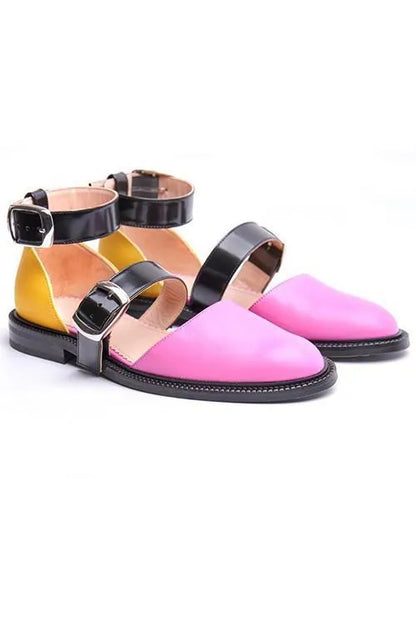 elveswallet Color Contrast Buckle Flats